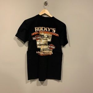 Harley-Davidson Shirts - Rocky’s Harley Davidson London, On Biker T-Shirt Harley-Davidson Shirts - Rocky’s Harley Davidson London, On Biker T-Shirt